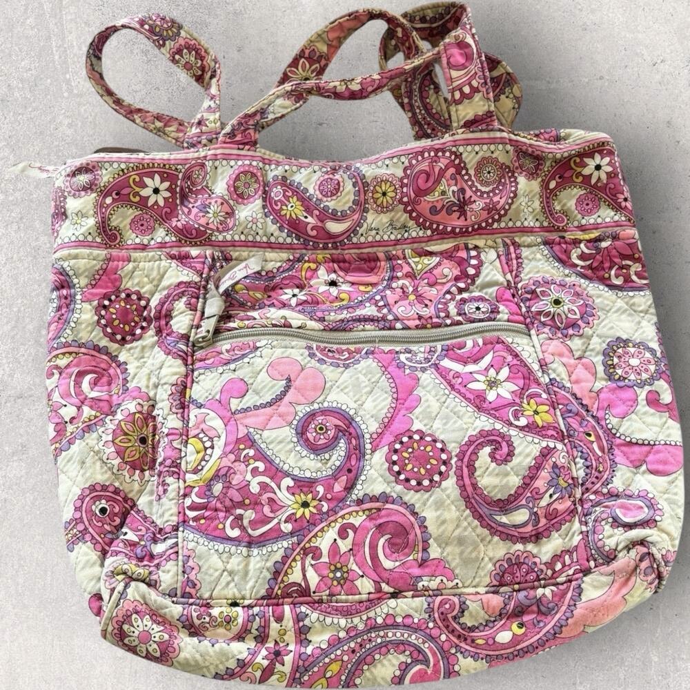 Vera Bradley tote bag in the retired "Paisley Meets Plaid" pattern from 2012.